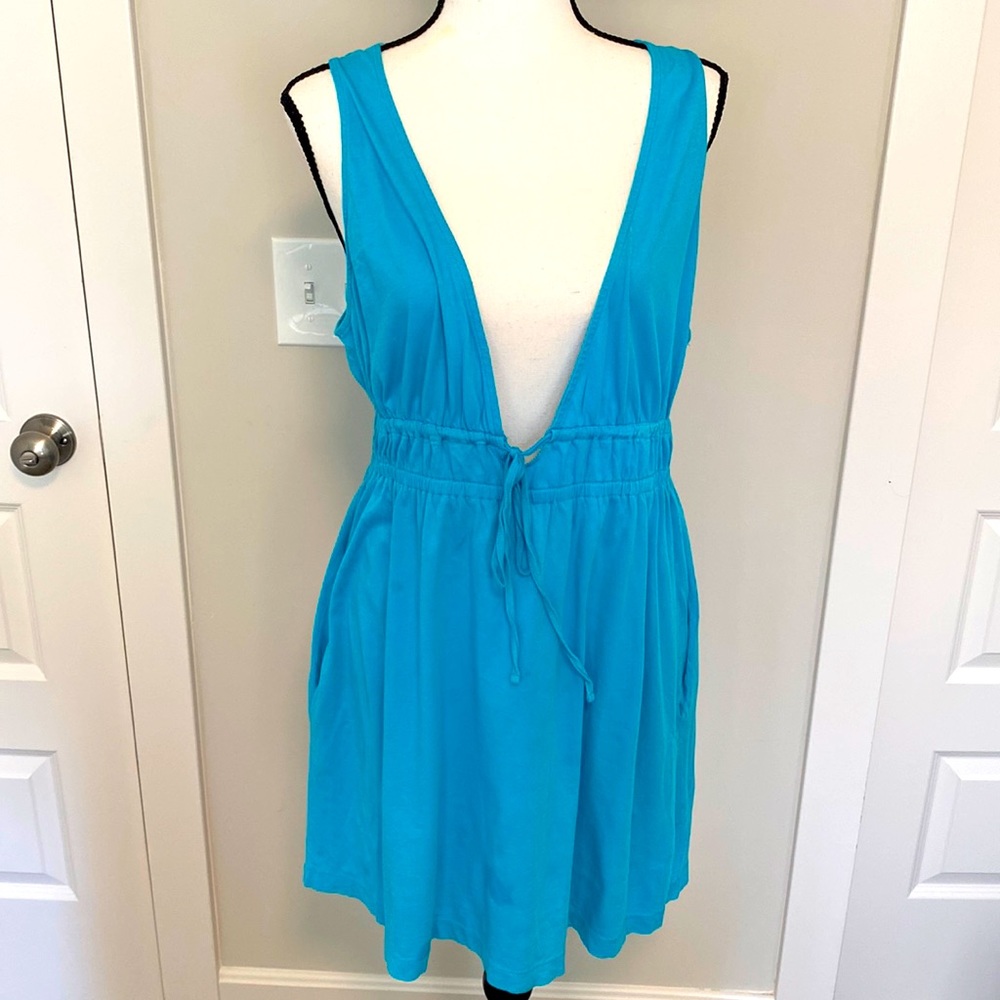 Lands’ End|| Aquamarine swimsuit coverup with drawstring waist and POCKETS!!